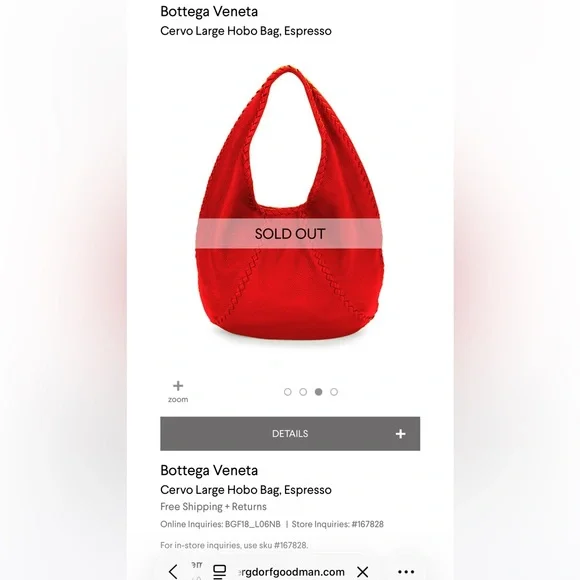 BOTTEGA VENETA 1Cervo Deerskin Large Hobo, Tangerine - Picture 14 of 14